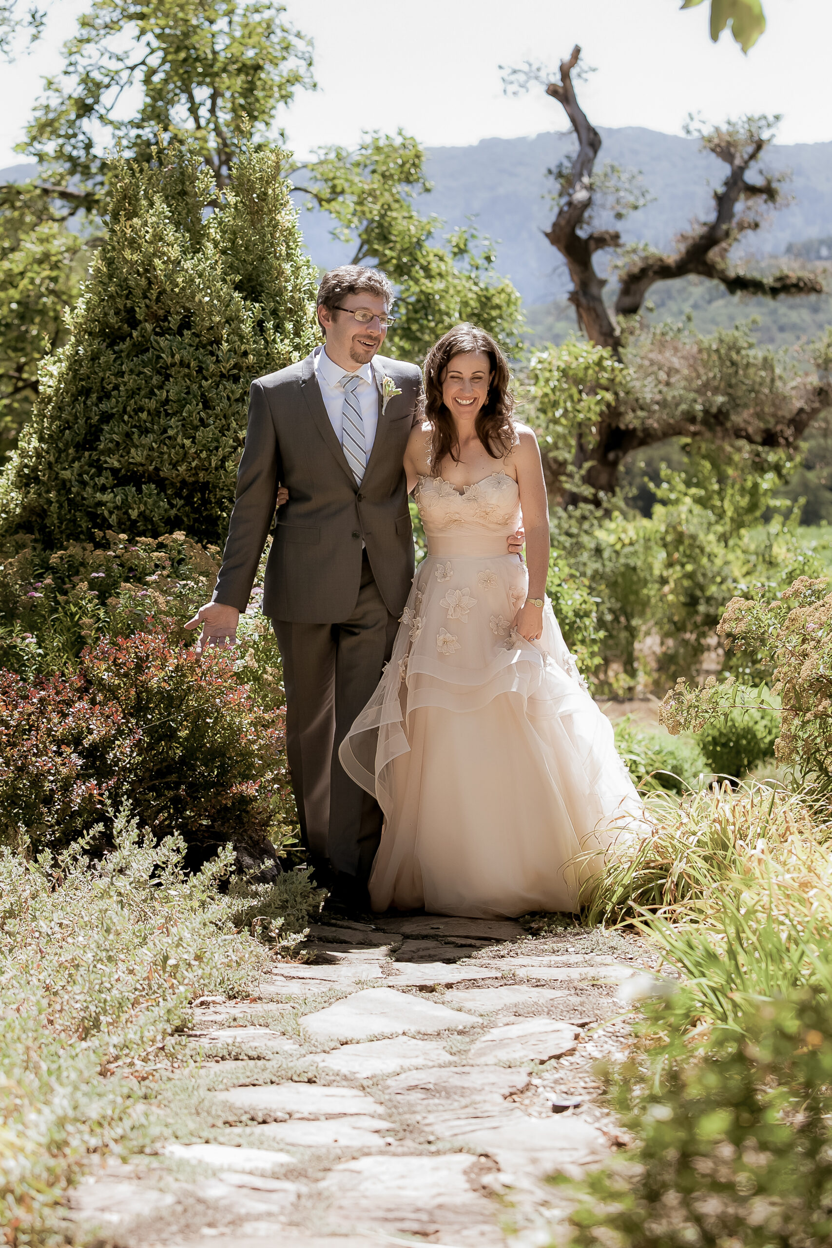 Bride and groom garden portrait Atwood Ranch Glen Ellen CA