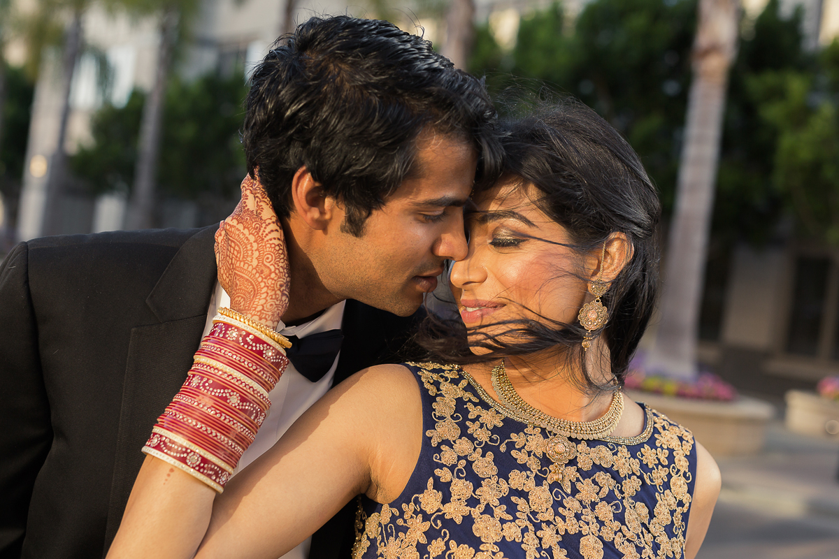 candid wedding reception portrait of bride and groom at the Fairmont San Francisco in California