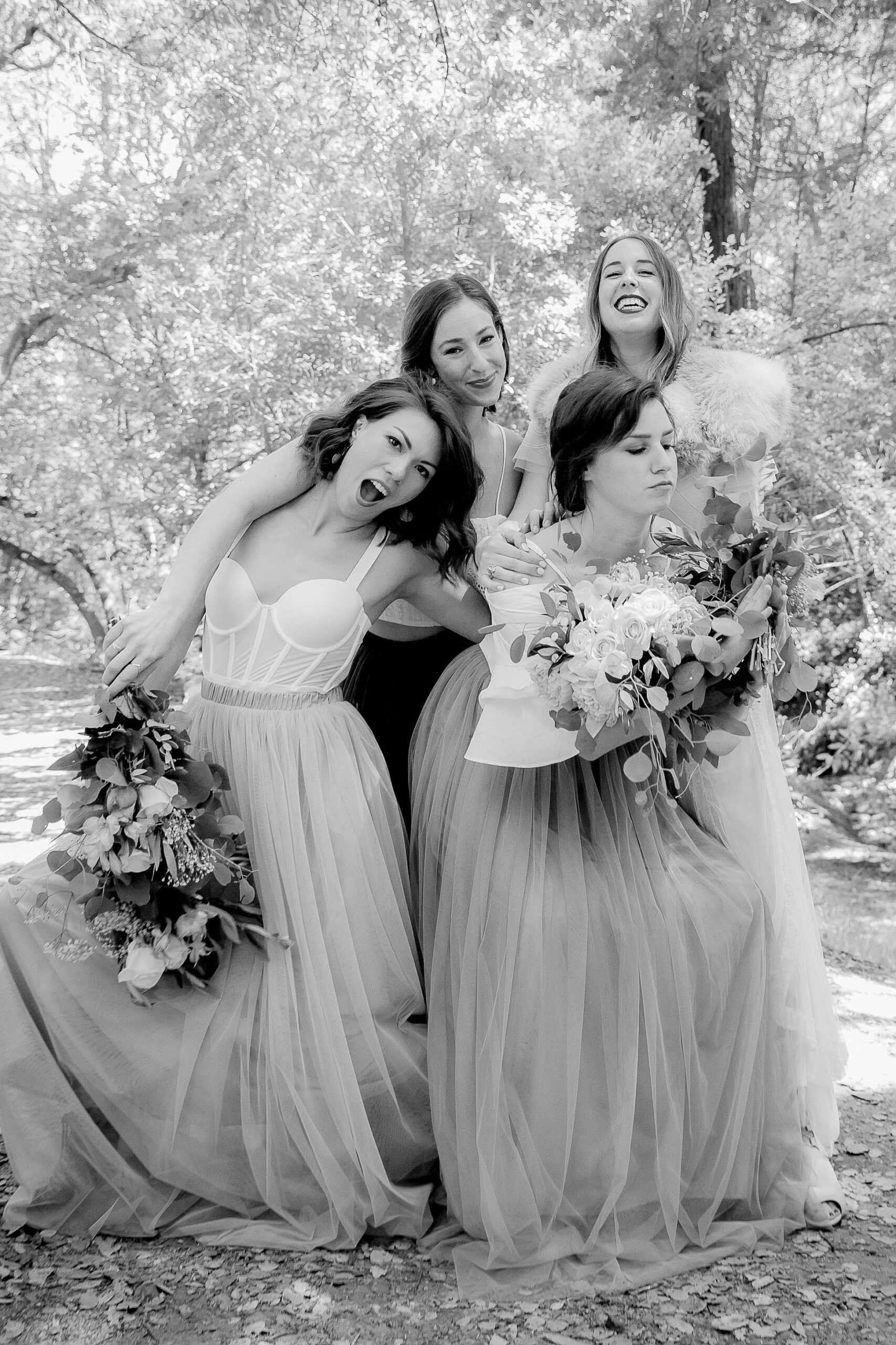 Fun bridesmaids group photo at Wedgewood wedding venue in Sacramento