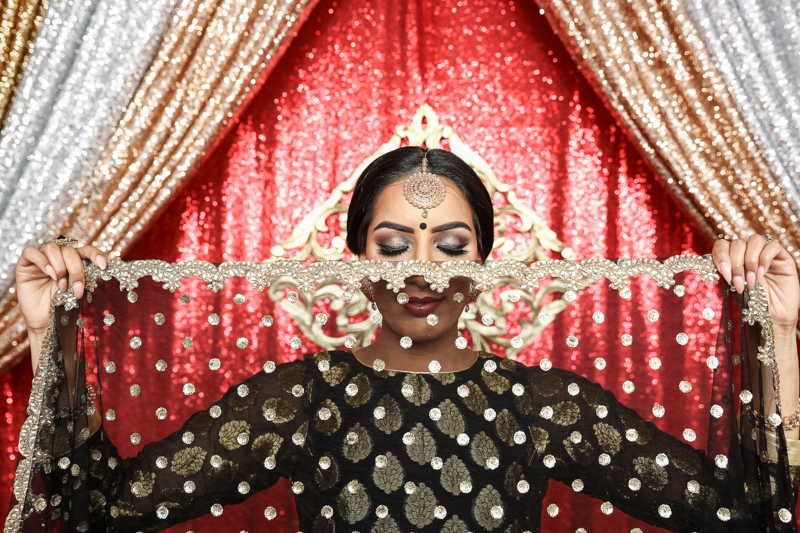 Elegant glamorous bride posing beautifully inside Lafayette Park Hotel & Spa in Lafayette, California on her wedding day