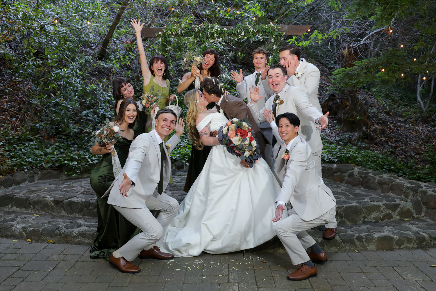 Fun bridal party photo at Wildwood Acres wedding venue