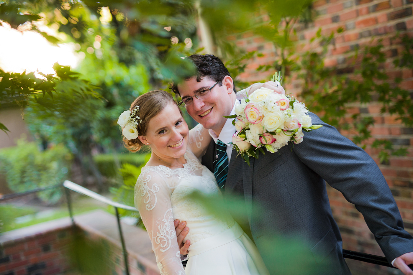 bride and groom sharing a romantic moment at Vizcaya in Sacramento, California during their wedding