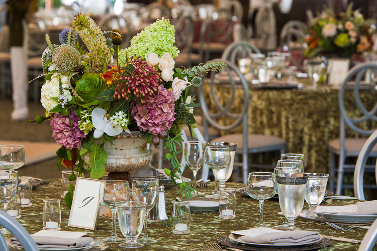 Elegant reception table details at Fairmont Sonoma Mission Inn & Spa wedding in Sonoma California