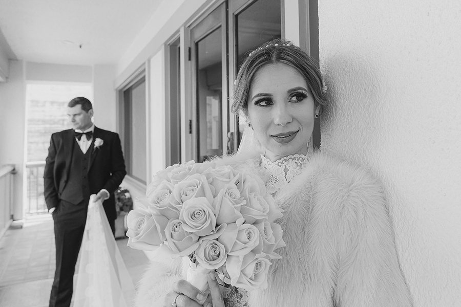 Bride and groom portrait in classic black and white wedding photography napa valley ca