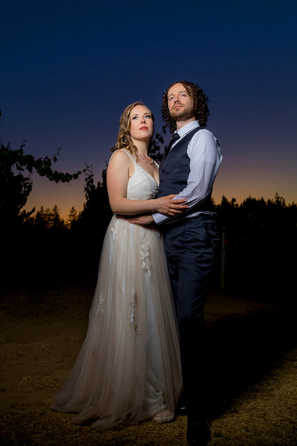 Romantic sunset couple portrait in the vineyards near Fairmont Sonoma Mission Inn & Spa