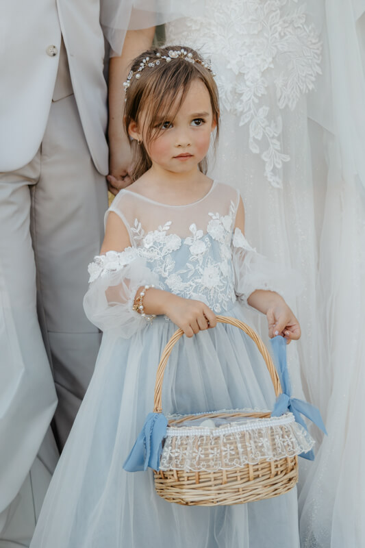 Flower girl at Haggin Oaks Golf Complex wedding in Sacramento, California