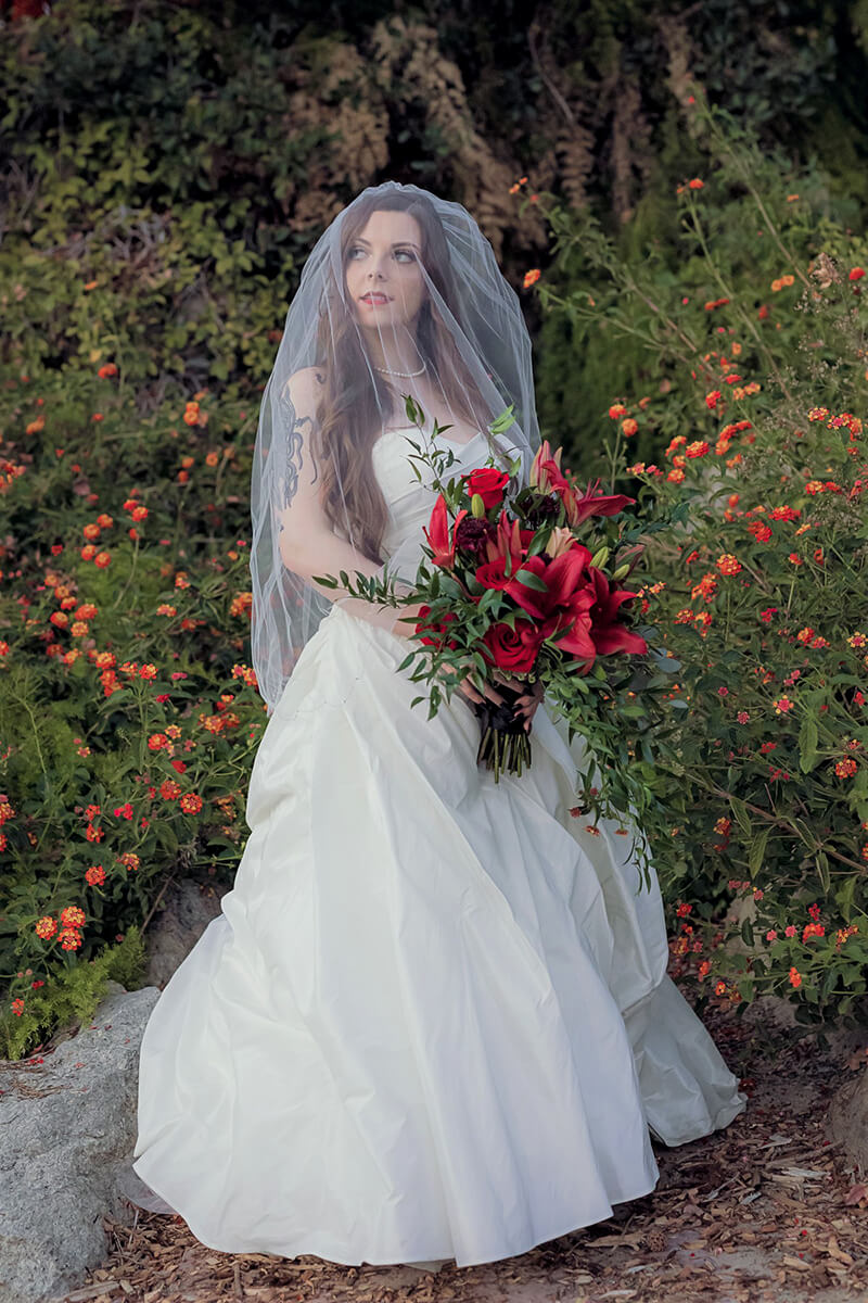 Bride glowing in sunset light at Brownstone Gardens